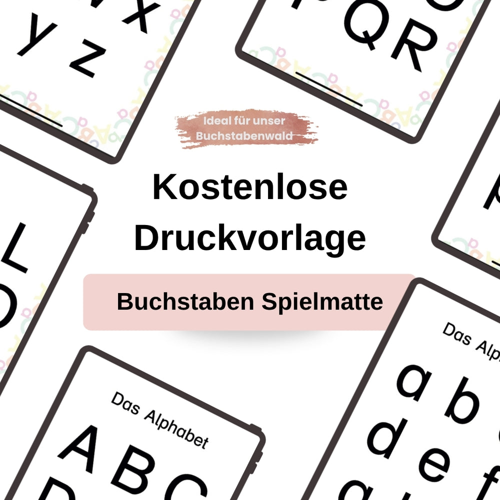 Kostenlose Druckvorlage: Buchstaben-Spielmatten für Holzbuchstaben | Spielerisch lesen lernen